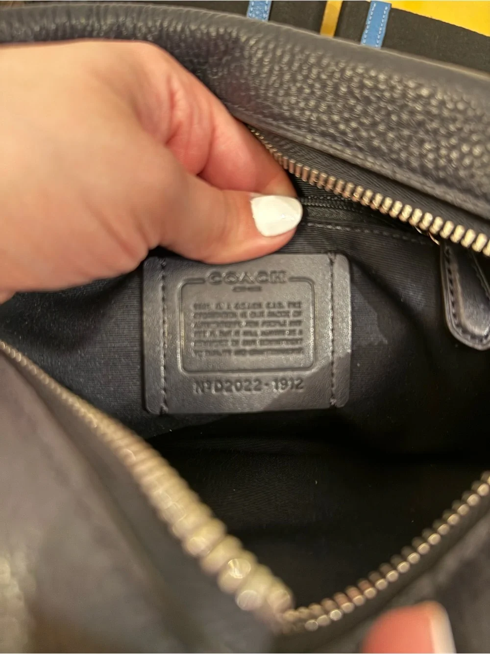 Coach Crossbody Bag in Brown, Black, Cream with Blue Strap Accents - Picture 6 of 9
